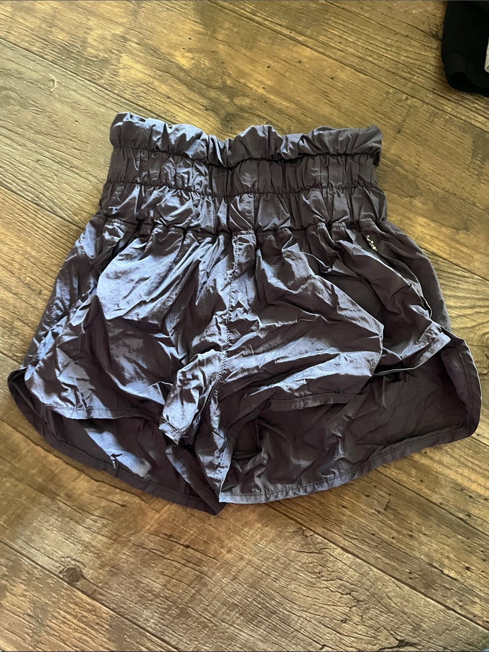 FP Movement by Free People High-Waist Ruched Plum Shorts